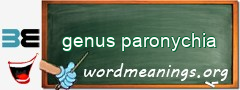 WordMeaning blackboard for genus paronychia